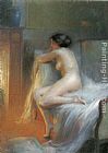 Delphin Enjolras Famous Paintings - A Nude Reclining by the Fire